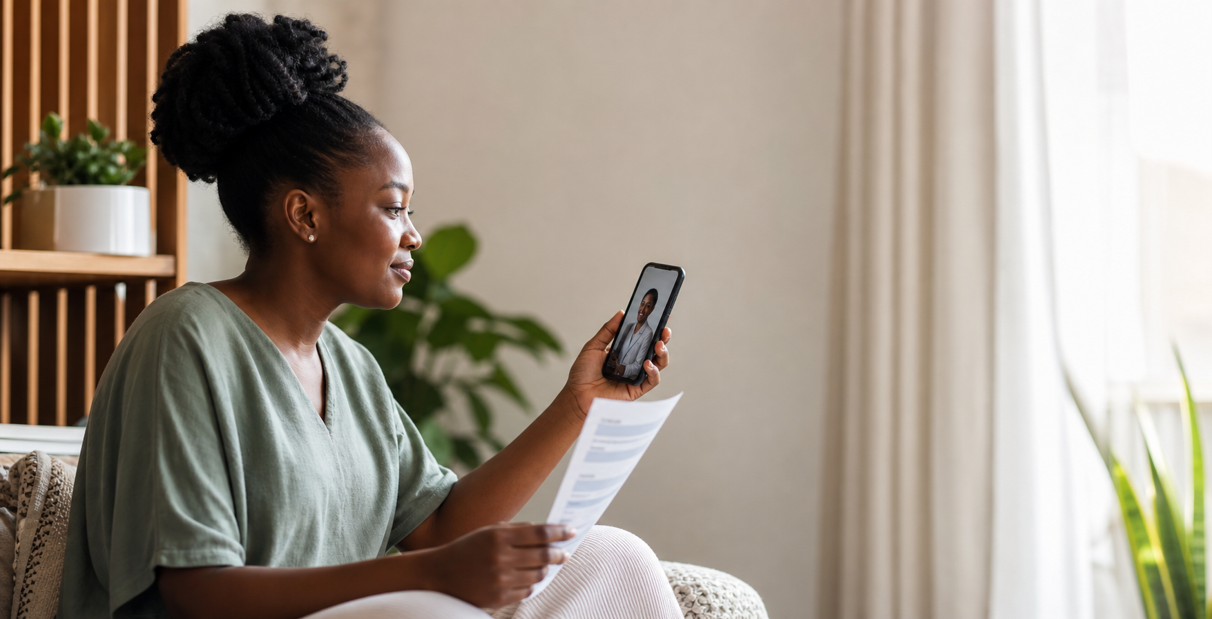 A patient speaking with a healthcare professional through a secure video consultation
